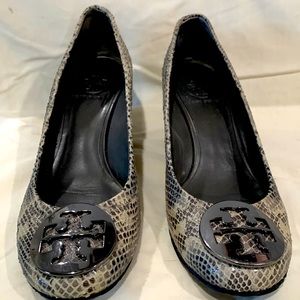 Genuine Snakeskin Tory Burch Wedges